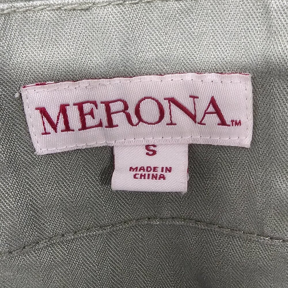 Merona Vest Olive Green Utility Gorpcore Zip Hiking Military Punk S - Picture 10 of 12